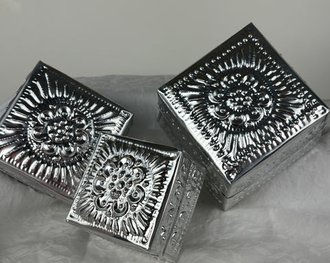 Square Tin Boxes - set of 4 nested boxes