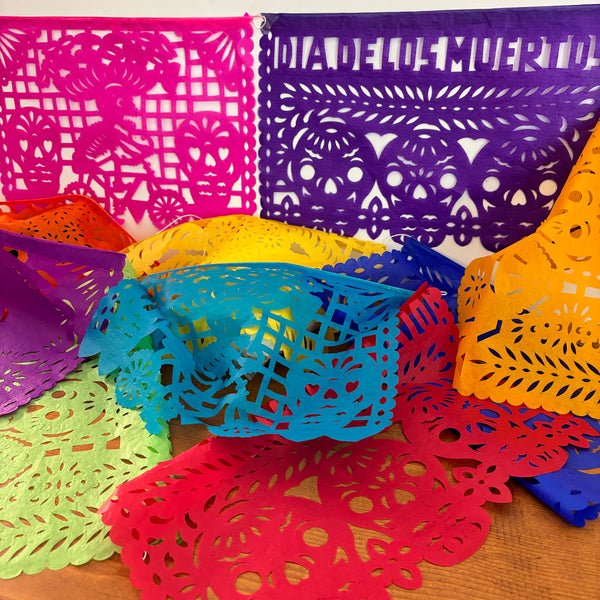 Large Paper Day of the Dead Papel Picado Banner - Dozen