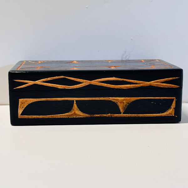 Jungle Wood Carved Trinket Box