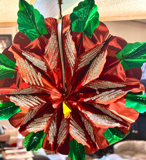 Metallic Christmas Poinsettia - 12 inches