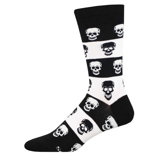 Men's Socks Black - White with Skulls