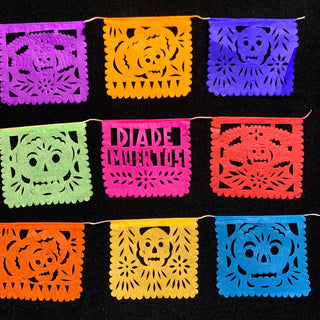 Mini Paper Day of the Dead Papel Picado Banner - Dozen