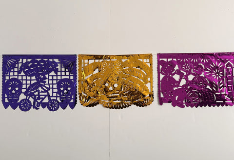 Metallic Day of the Dead Cut Paper Banner - Medium - 0