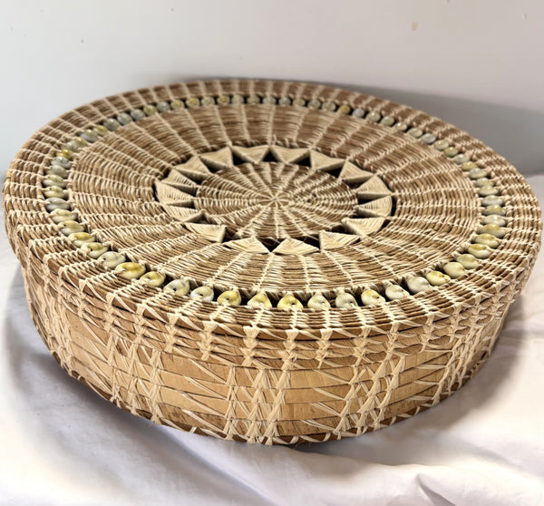 Hand Woven Basket with Beads