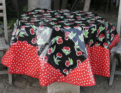 Mexican Oilcloth - Cherries on Black