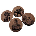 Coasters - Day of the Dead images on stamped cork - Set of 4