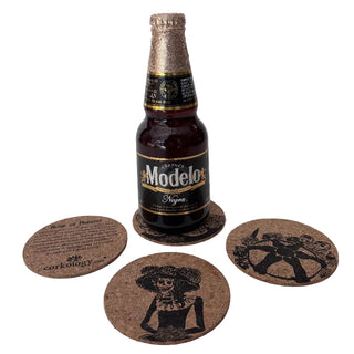 Coasters - Day of the Dead images on stamped cork - Set of 4