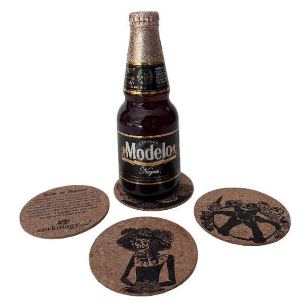 Coasters - Day of the Dead images on stamped cork - Set of 4