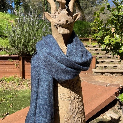 Brushed Woven Shawl - Denim Blue