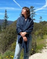 Brushed Woven Shawl - Denim Blue