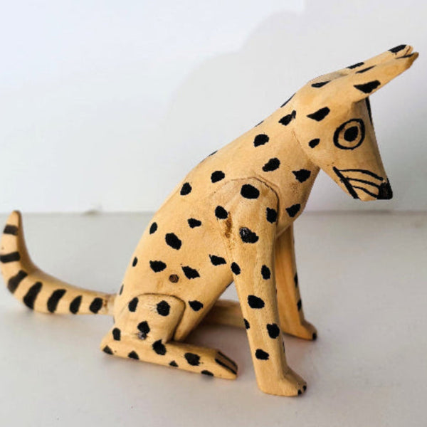 Figurine - Dog with Hand - Painted Spots