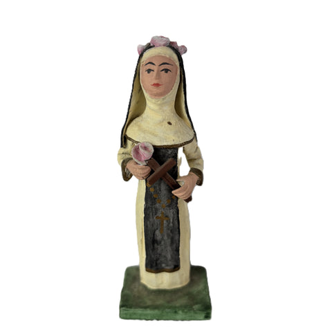 Figurine - Nun Holding a Cross and Rose - 0