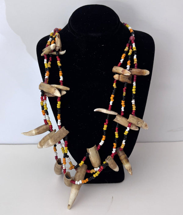 Necklace with Animal Teeth and Beads