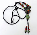 Necklace - with Green and Coral Stones