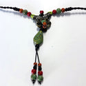 Necklace - with Green and Coral Stones
