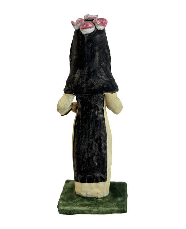 Figurine - Nun Holding a Cross and Rose - 3