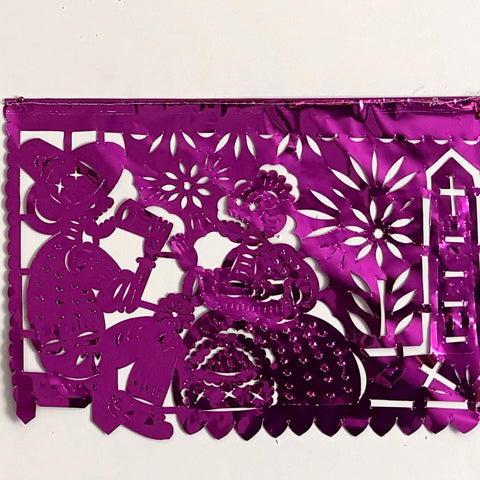 Metallic Day of the Dead Cut Paper Banner - Large