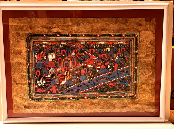 Picture - Amate Paper Village Scene