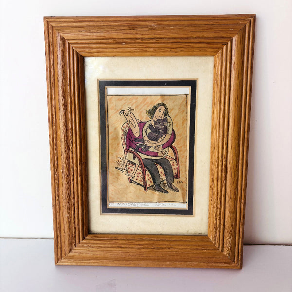 Picture - Couple Holding Cat - Wood Frame