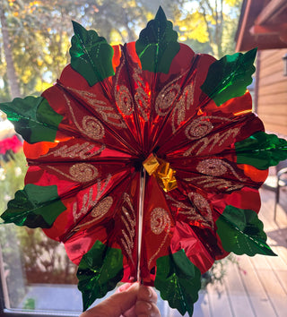 Metallic Christmas Poinsettia - 12 inches