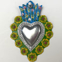 Silver Center Hand Painted Heart Milagros - Assorted