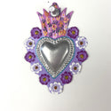 Silver Center Hand Painted Heart Milagros - Assorted