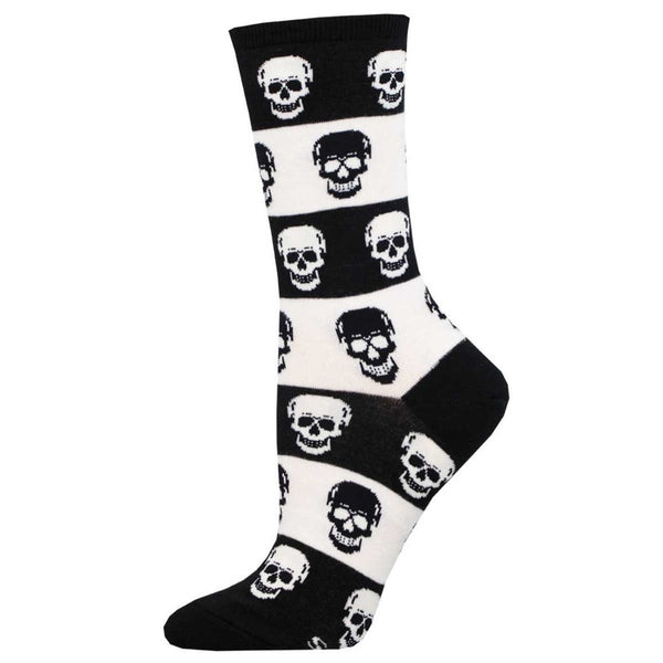 Women's Socks Black - White with Skulls