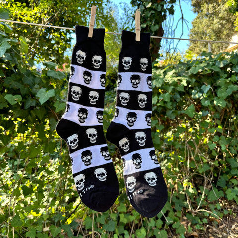 Men's Socks Black - White with Skulls - 0