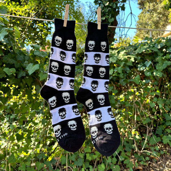 Men's Socks Black - White with Skulls