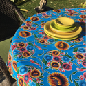 Mexican Oilcloth - Floral on Blue