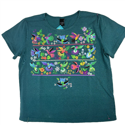 T Shirt - Hummingbirds- Deep Teal