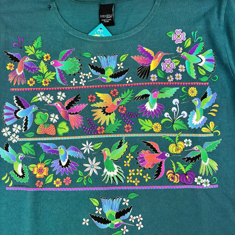 T Shirt - Hummingbirds- Deep Teal - 0