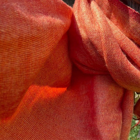 Brushed Woven Shawl - Tangerine - 0