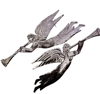 Tin Pair of Angels W/ Trumpets