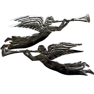 Tin Pair of Angels W/ Trumpets