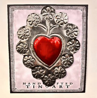 Tin Heart with Flowers