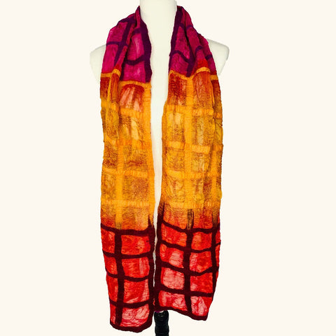 Scarf - Window Pane - Orange and Red