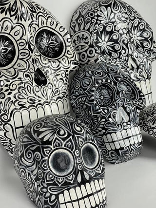 Medium Sugar Skull Wall Masks -Black & White