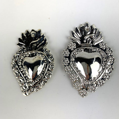 Amor Silver Heart Milagro 2 1/4 inch