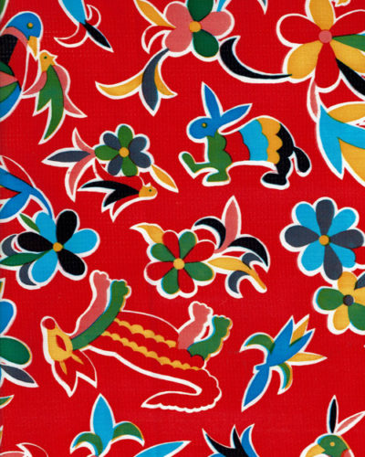 Mexican Oilcloth - Animales on Red