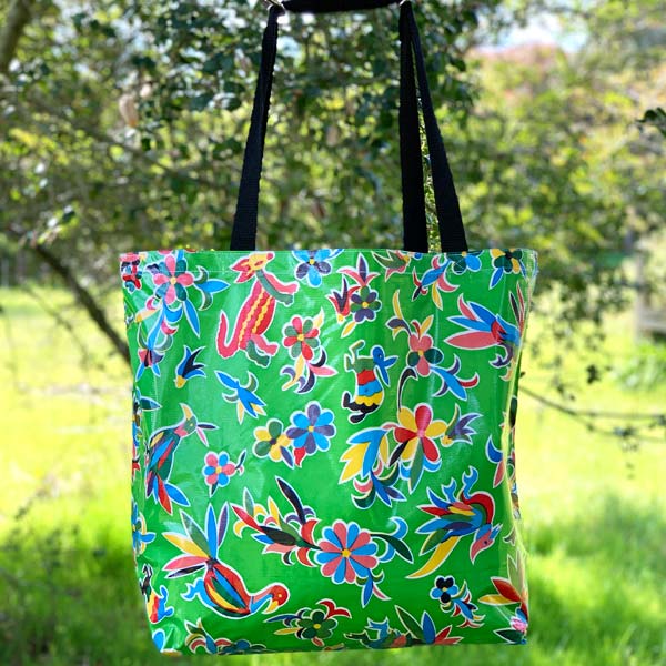 Mexican Oilcloth Market Bag – Animales on Lime