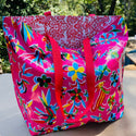 TOTE Reversible Oilcloth Market Bag - Animales Magenta Pink/Paradise Red