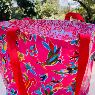 NEW TJ Maxx Shopping Bag PRETTY Pink, Red, Yellow FLOWERS Reusable Tote Bag