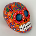 Big Eyes Papier Mâché Skull - Orange - Museum Quality - Mexican Sugar Skull