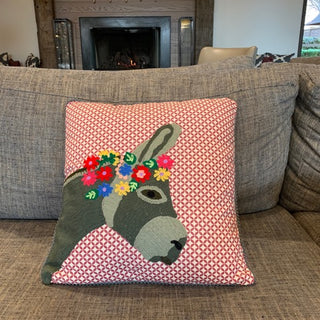 Baby Donkey Home Decor Handmade Throw Pillow Cover 16 X 16 - Hibiscus Jazz