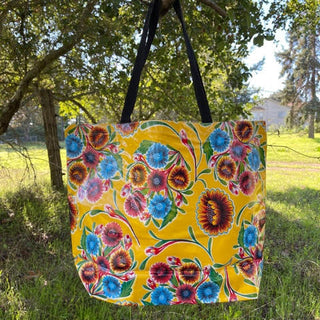 TOTE Oilcloth Market Bag –  Floral on Yellow