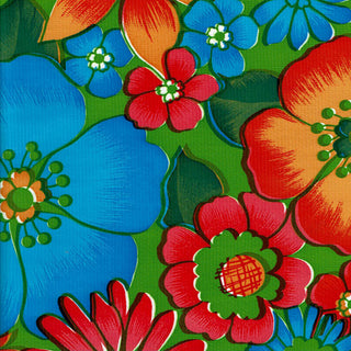 Mexican Oilcloth - Flower Fields on Lime (C)