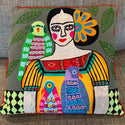 Frida Pillow with Parrots