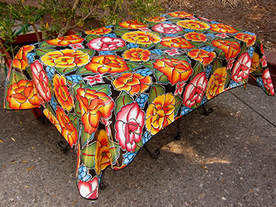 Picnic Table Oilcloth – Frida on Black