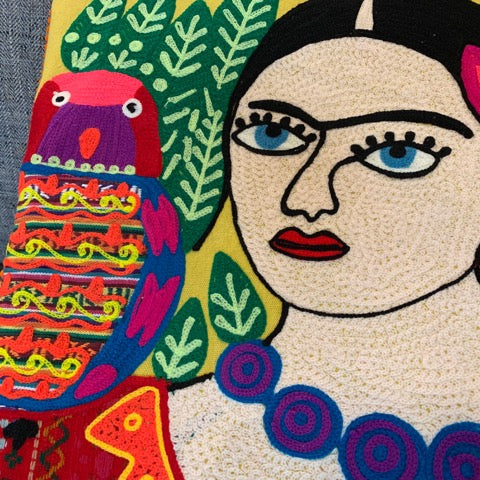 Frida Pillow with Purple Necklace